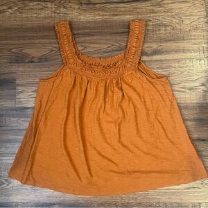 Anthropologie Burnt Orange Lillian Ruched Tank Medium‎ Flowy Summer Boho Casual